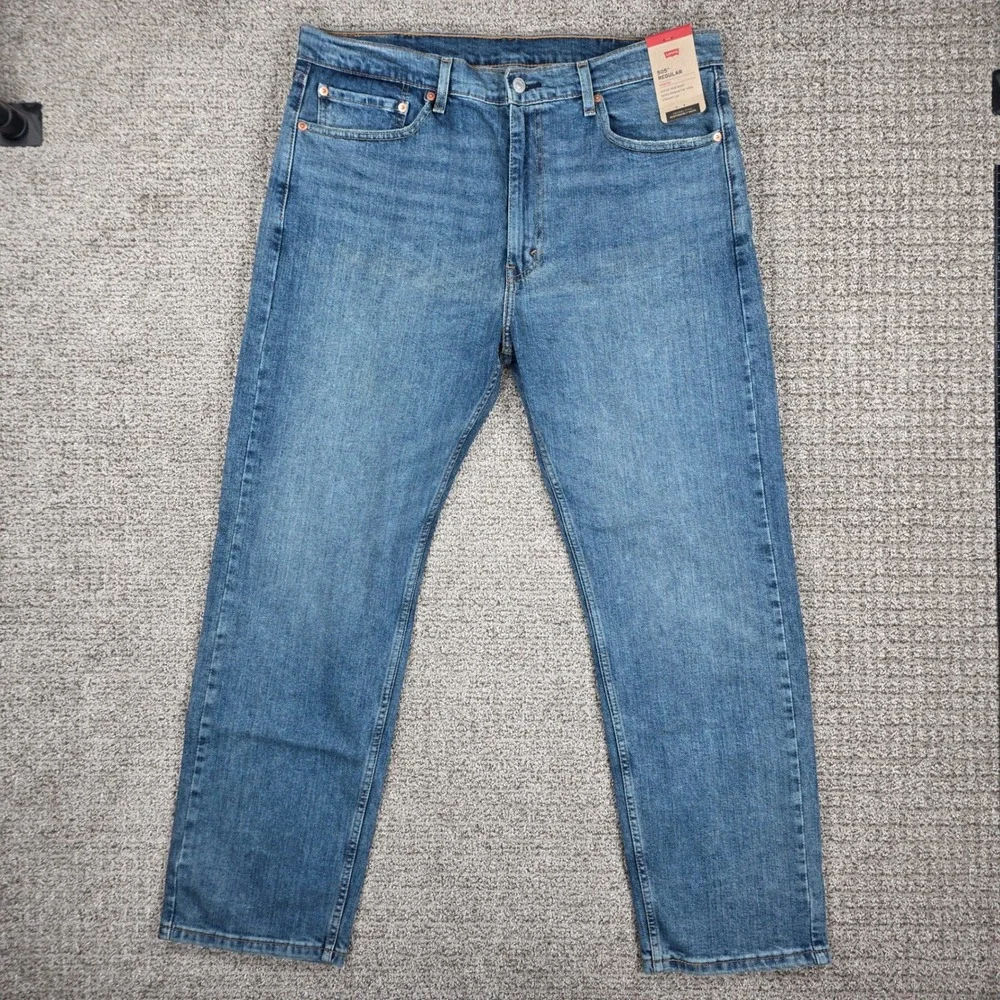 Levis 505 Regular Fit Straight Leg Stretch Blue Jeans Mens 38x30 New NWT
